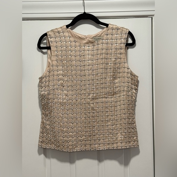 Banana Republic Tops - Banana Republic Beaded Sleeveless 100% Silk Top - Size 10 - NWT